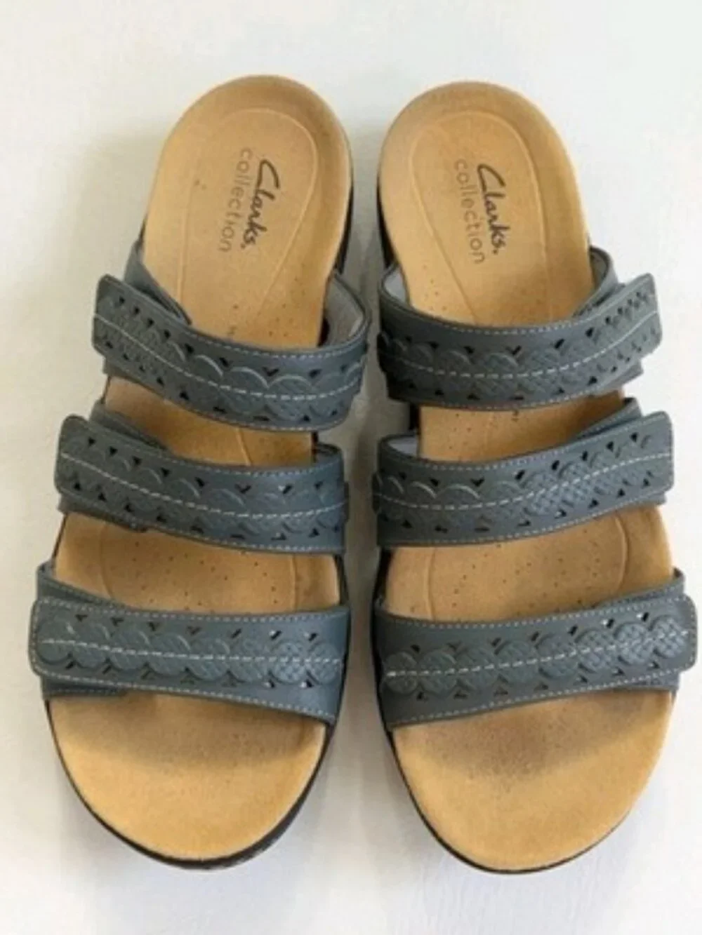 Clarks Laurieann Cove Slip-On Sandals Size 7 Blue Comfort Walking Sandal